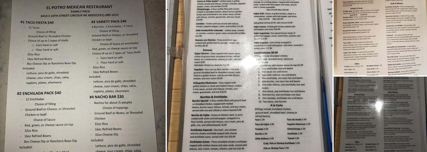 El Potro Menu
