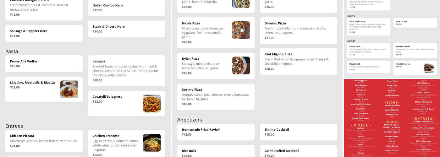 Cosimo’s Italian-American Cuisine Menu