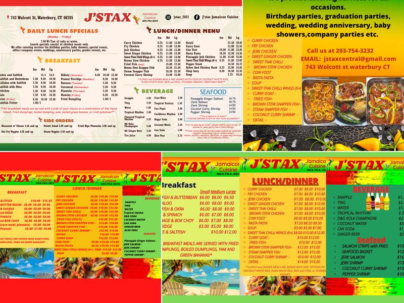Jstax Jamaican Cuisine Menu