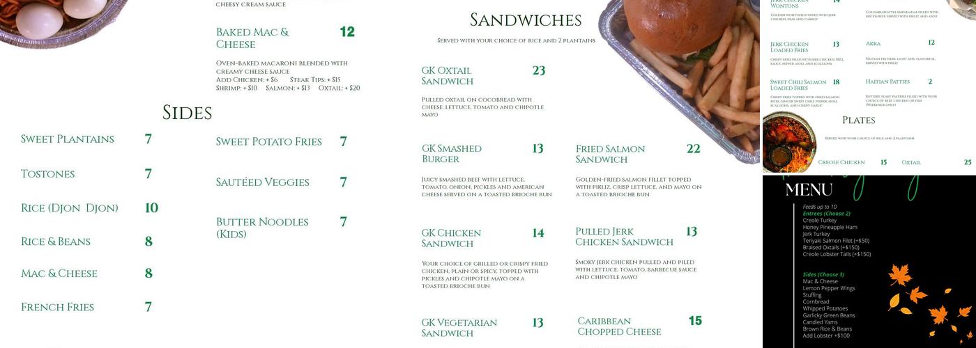 Gourmet Kitchen Menu
