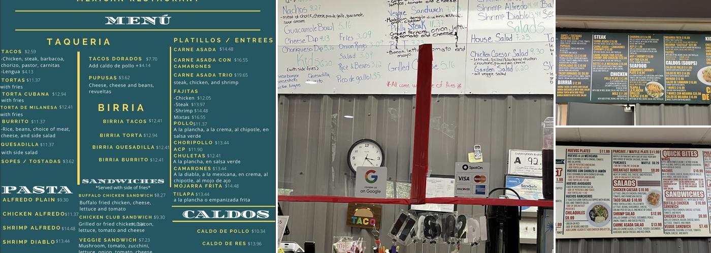 Castillo Mexican Restaurant Menu