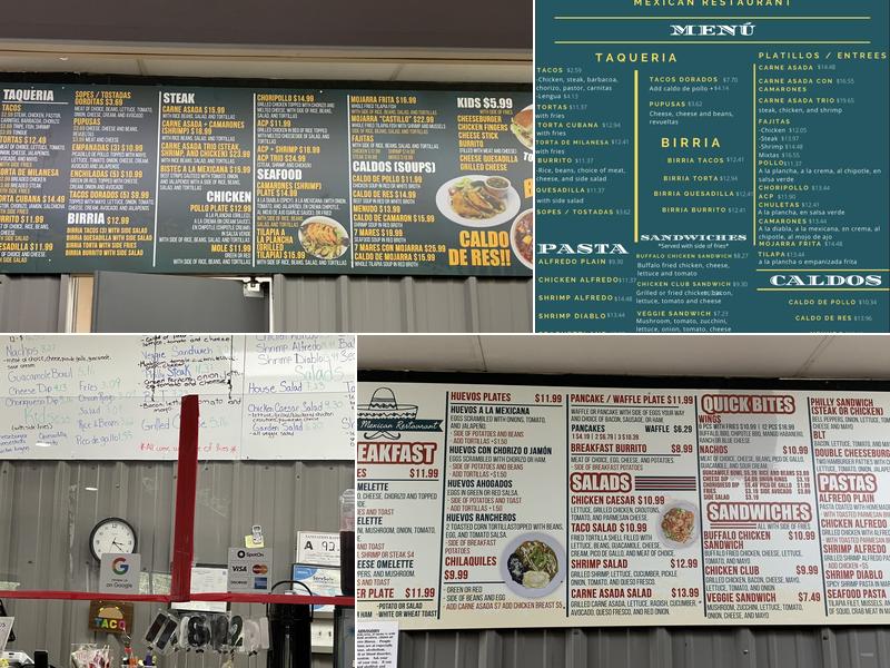 Castillo Mexican Restaurant Menu