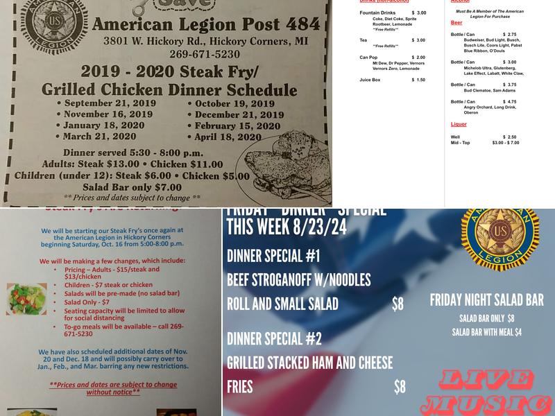 American Legion Menu