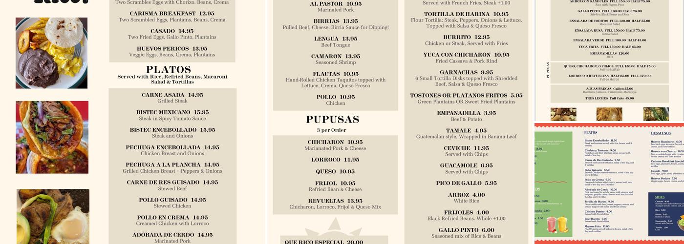 Que Rico Restaurant Menu