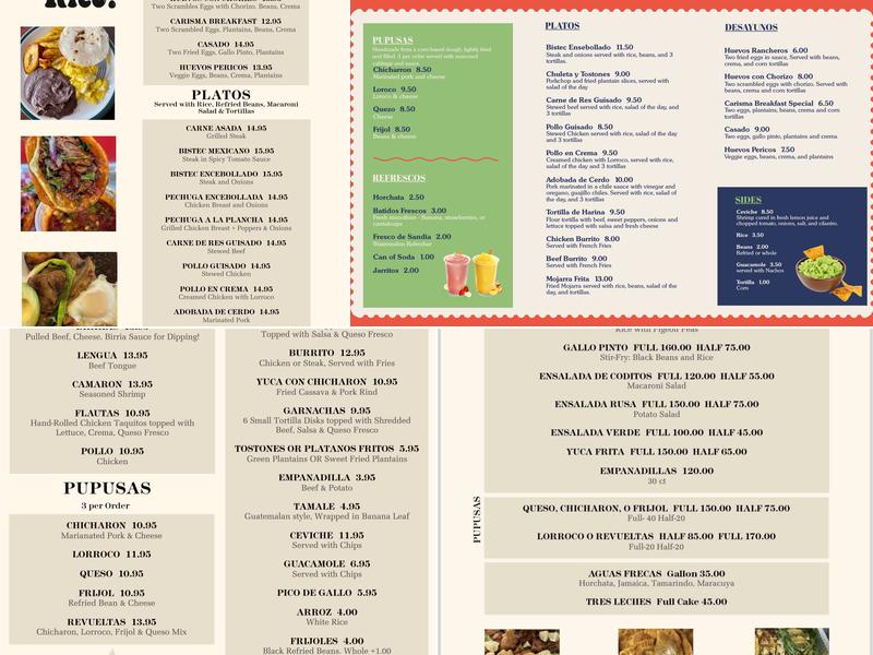 Que Rico Restaurant Menu