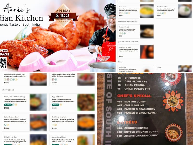 Annie's Indian Kitchen Menu