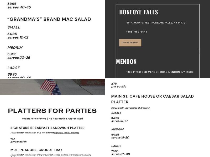 Main St Cafe Menu