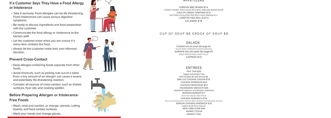 The Mendon House Menu