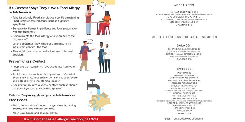 The Mendon House Menu