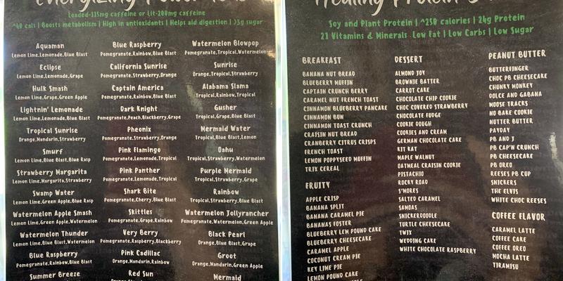 LevelUp Nutrition Menu