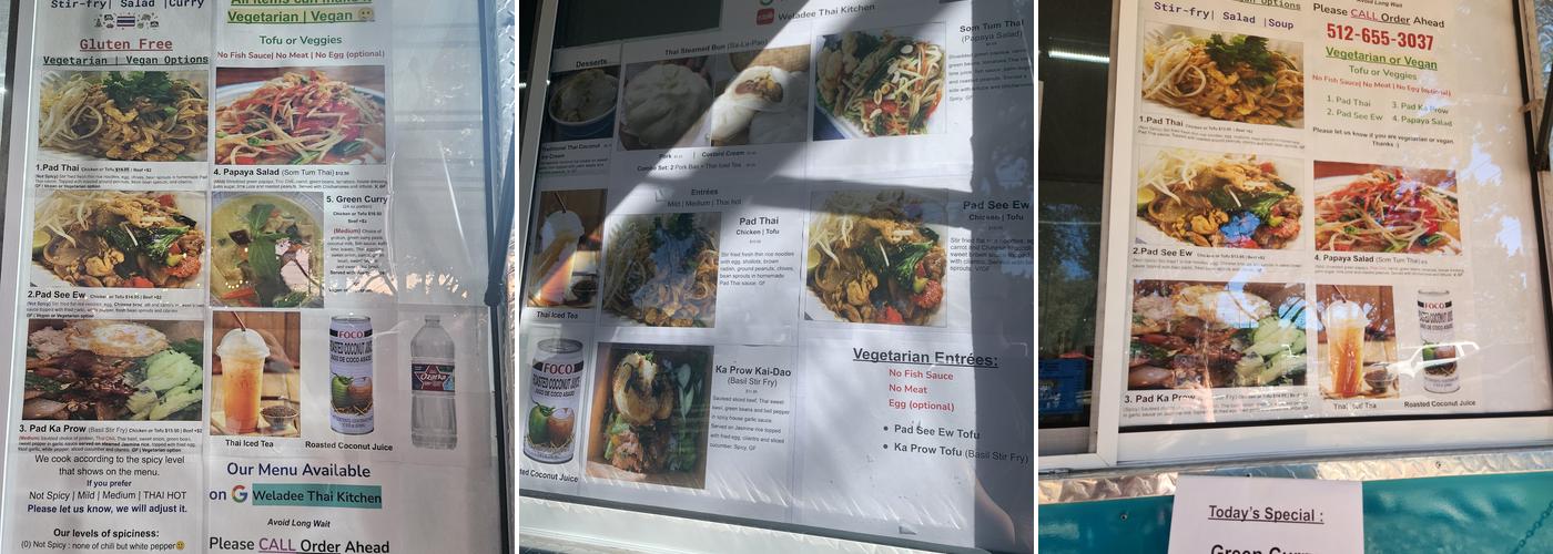 Weladee Thai Kitchen Menu