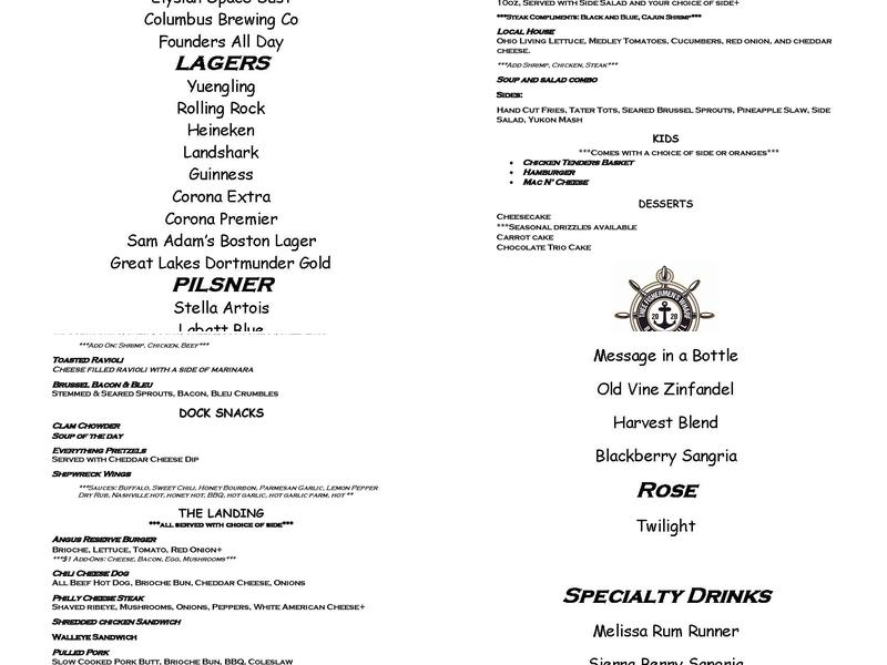 Thee Fishermen's Wharf Menu