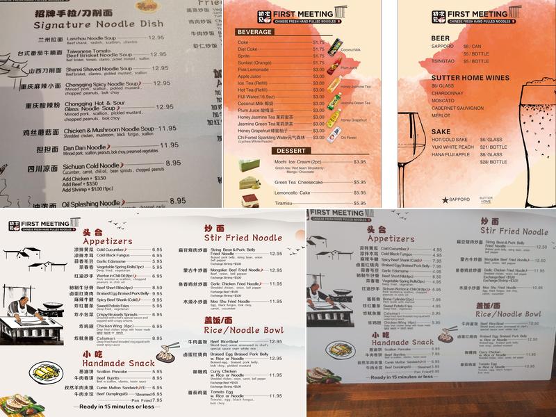 First Meeting Noodle Menu