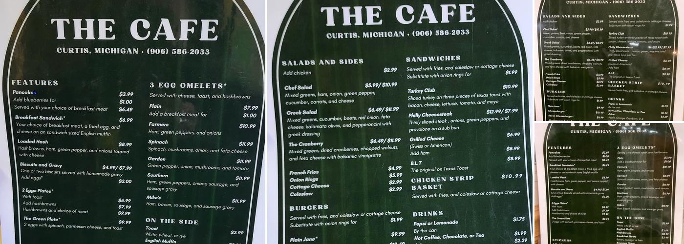 The Curtis Cafe Menu