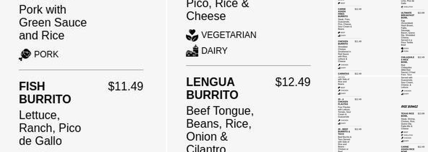 Abelardo’s Mexican Fresh Menu