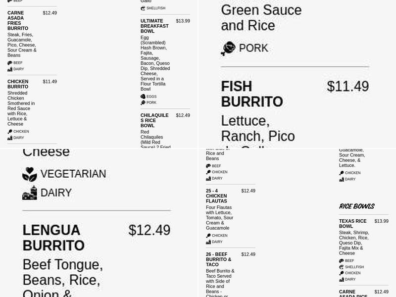 Abelardo’s Mexican Fresh Menu