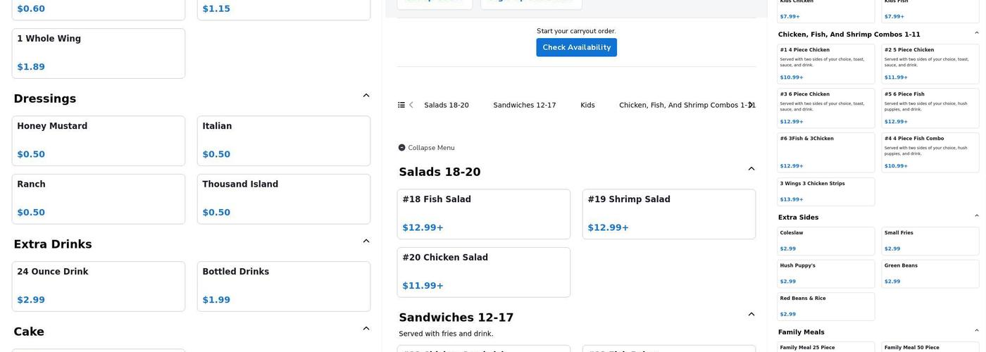 Chick O' Fish Menu