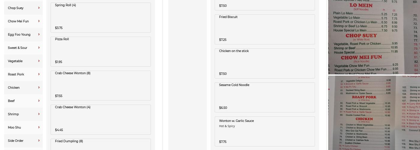 CHINATOWN Menu