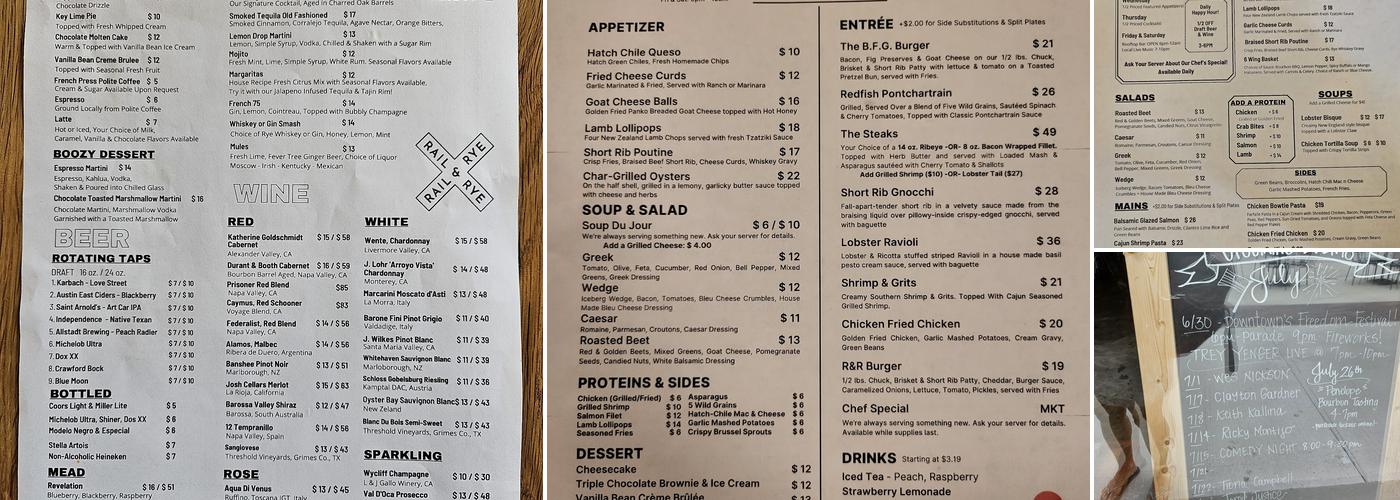 Rail & Rye Menu
