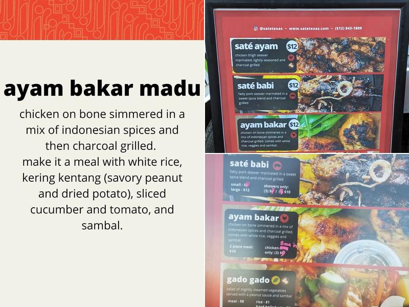 Sate Texas Menu
