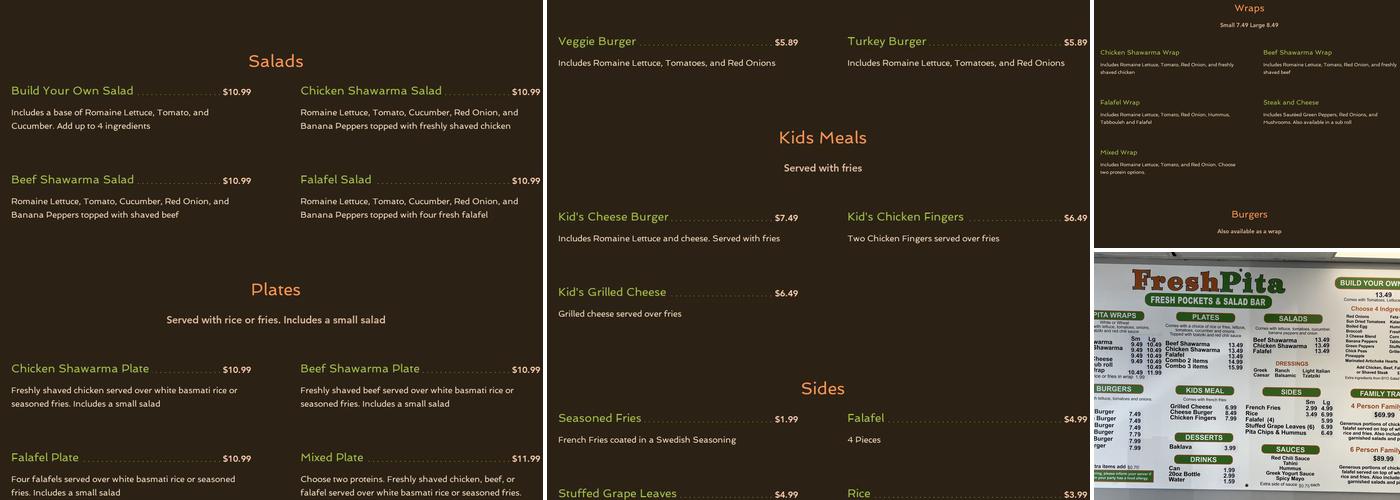 Fresh Pita Smithfield Menu