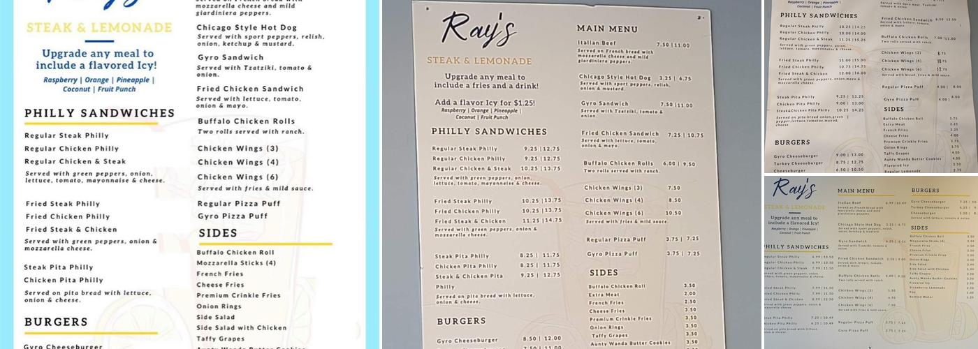 Ray's Steak & Lemonade Menu