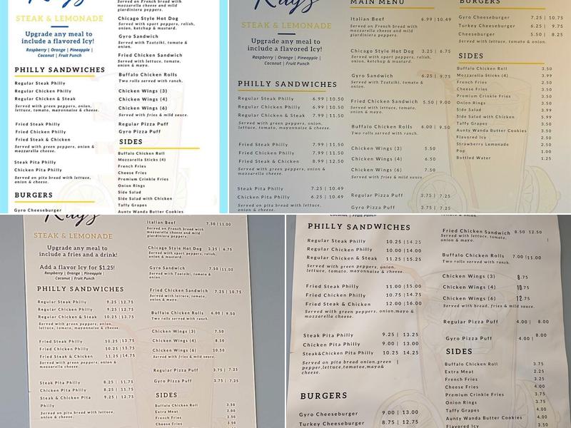 Ray's Steak & Lemonade Menu