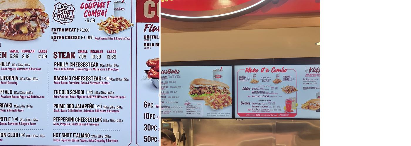 Charleys Cheesesteaks Menu
