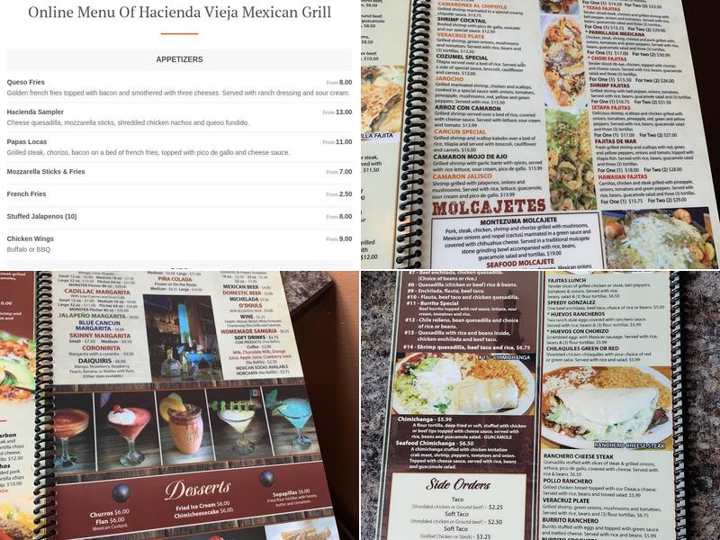 Hacienda Vieja Menu