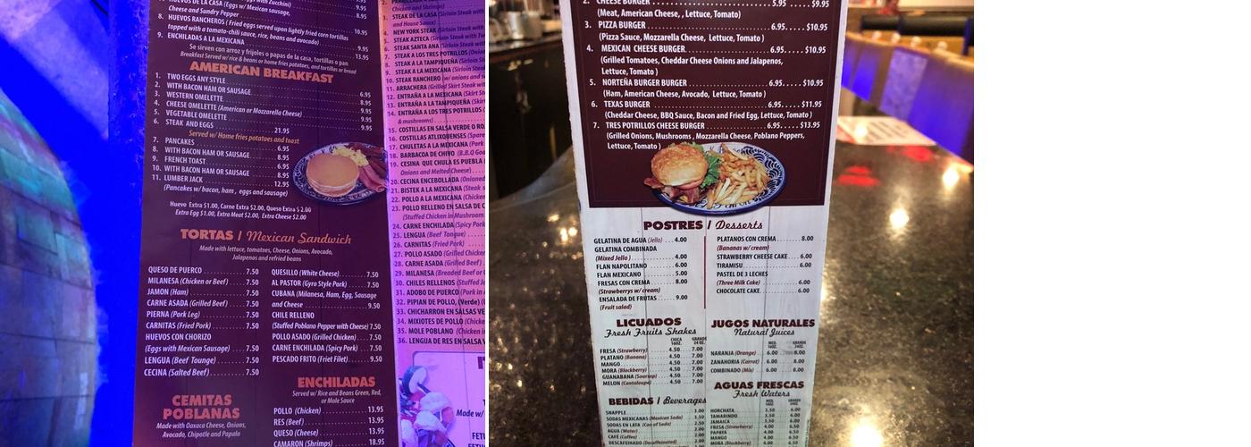 Los 3 Potrillos Express Menu