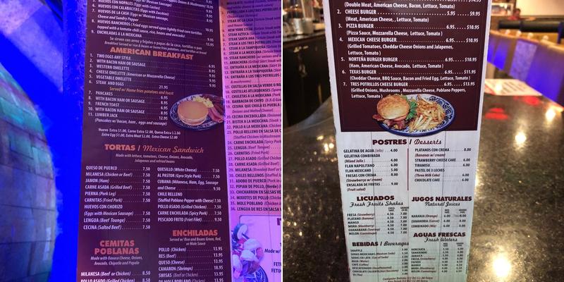 Los 3 Potrillos Express Menu