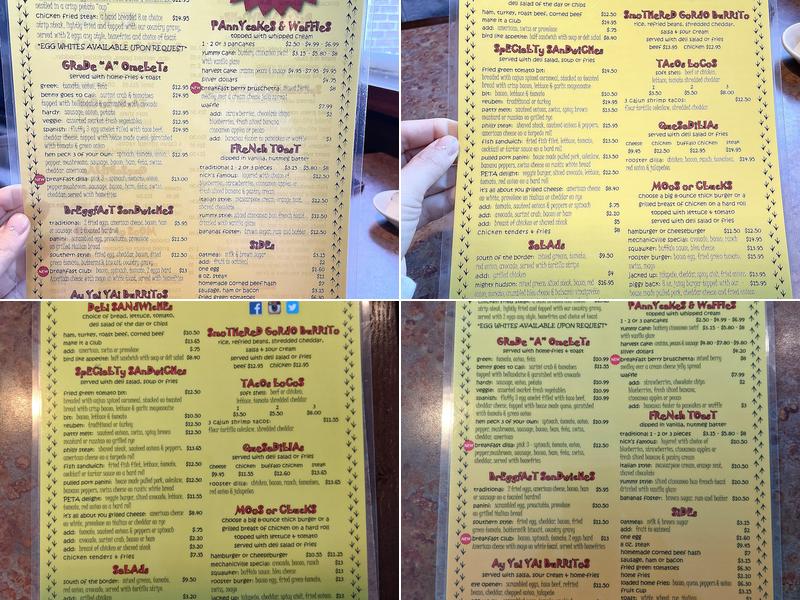 The Ugly Rooster Cafe Menu