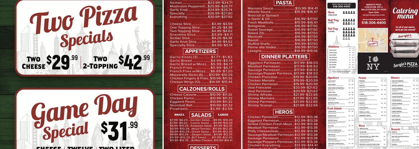 Sergio’s Pizza Menu