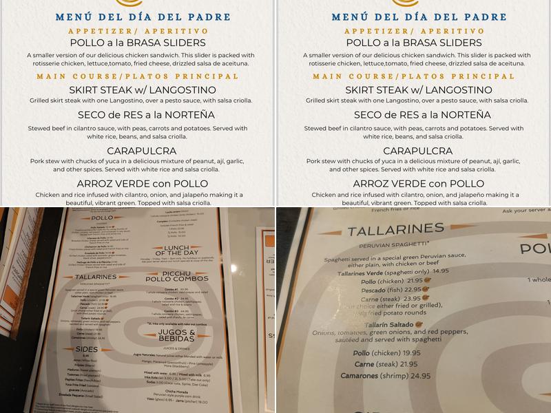 Picchu Menu