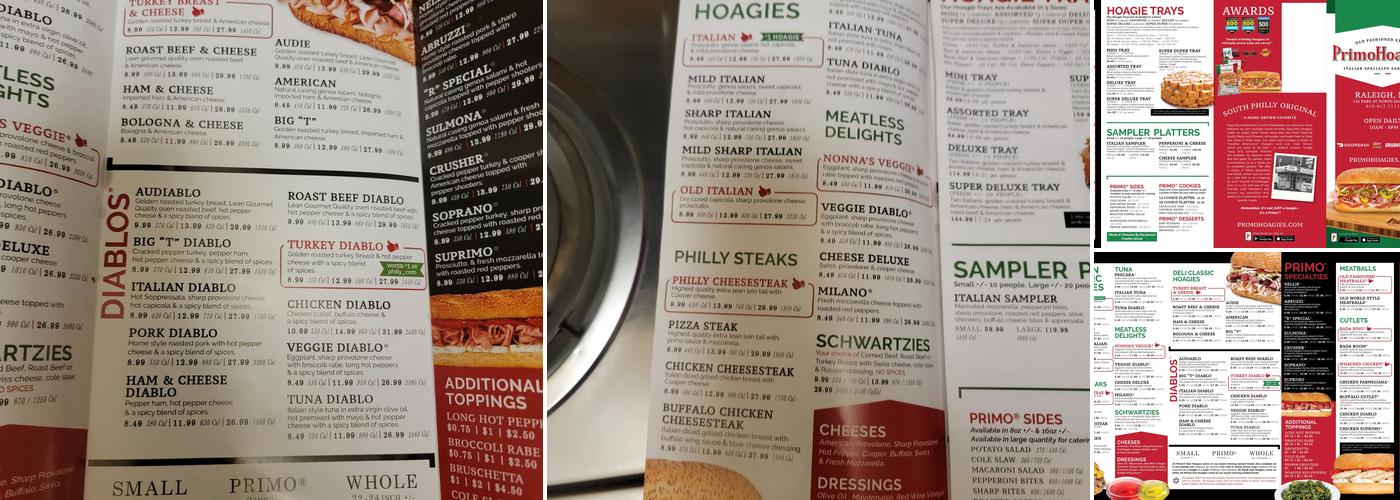 PrimoHoagies Menu