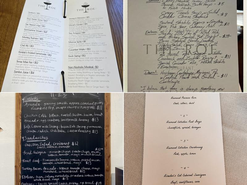 The Roe Menu