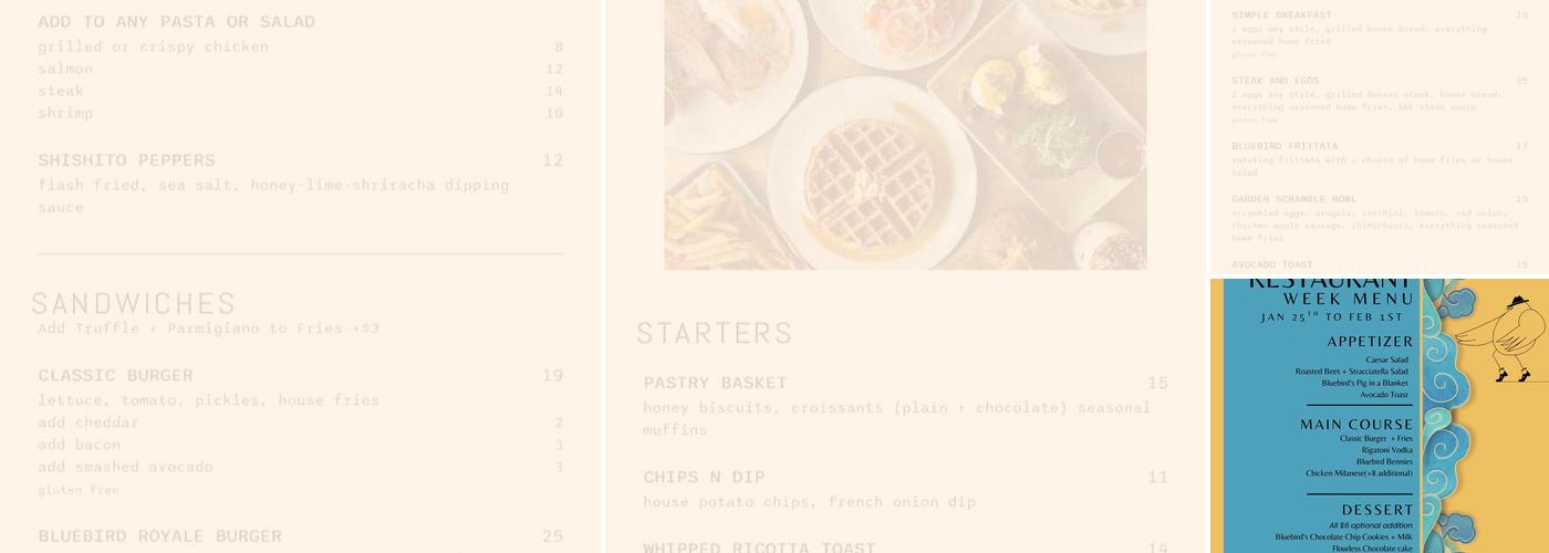 Bluebird Kitchen Menu