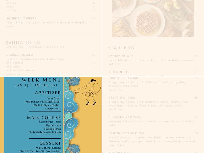 Bluebird Kitchen Menu