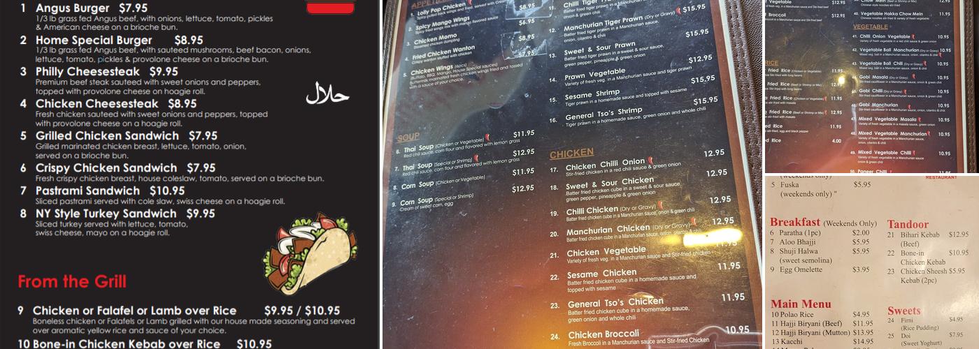 Sagar Asian Fusion Menu