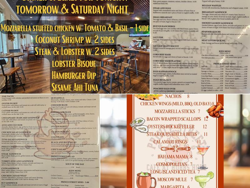 Prince Street Café at Hobbs Hole Menu