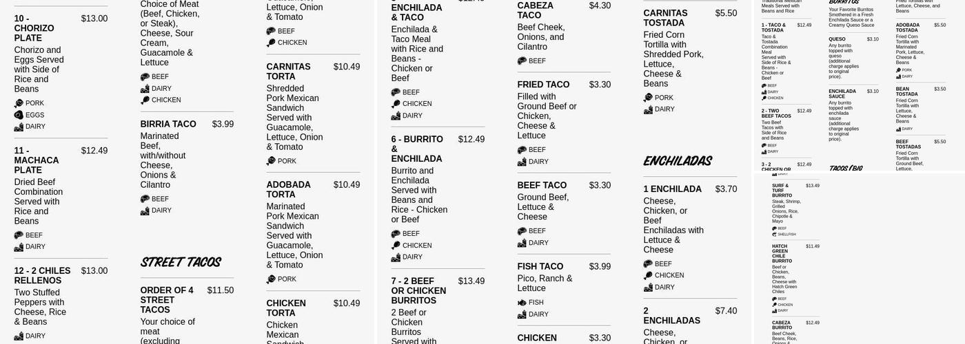 Abelardo’s Mexican Fresh Menu