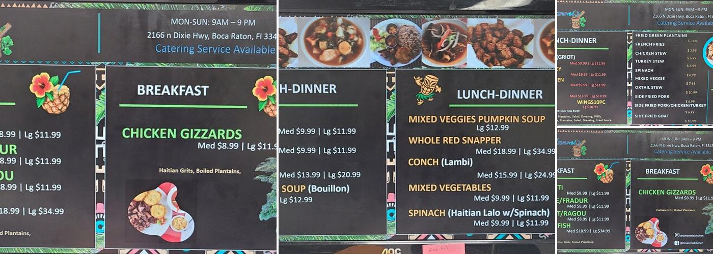 Ti Manmi's Kitchen Boca Menu
