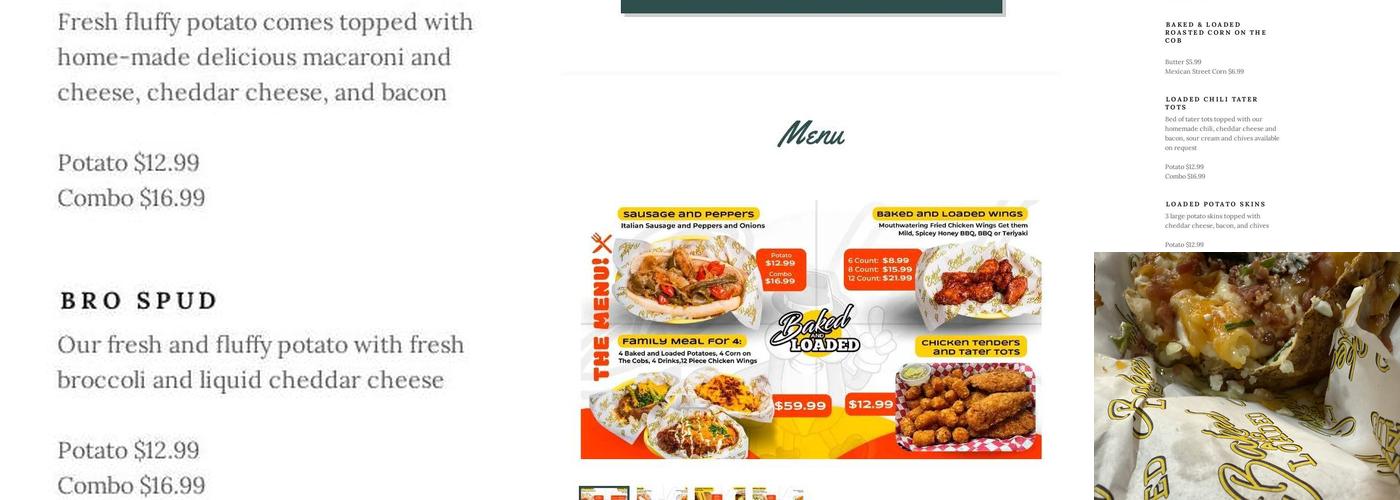 Baked and Loaded LLC Menu