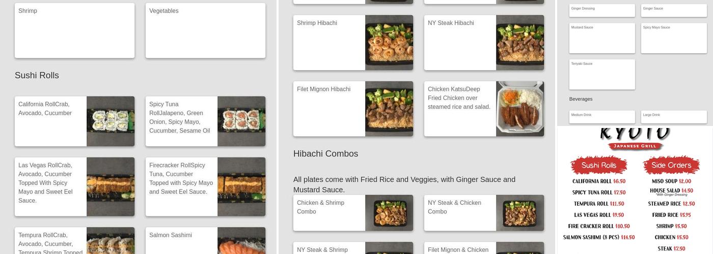 Kyoto Japanese Grill Menu