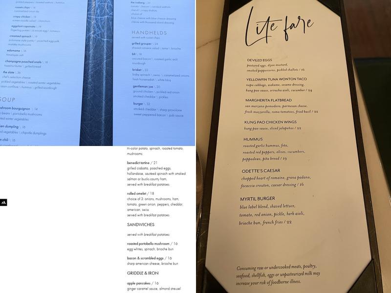 Odette’s Menu