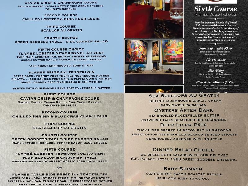 Flambe After Dark Menu