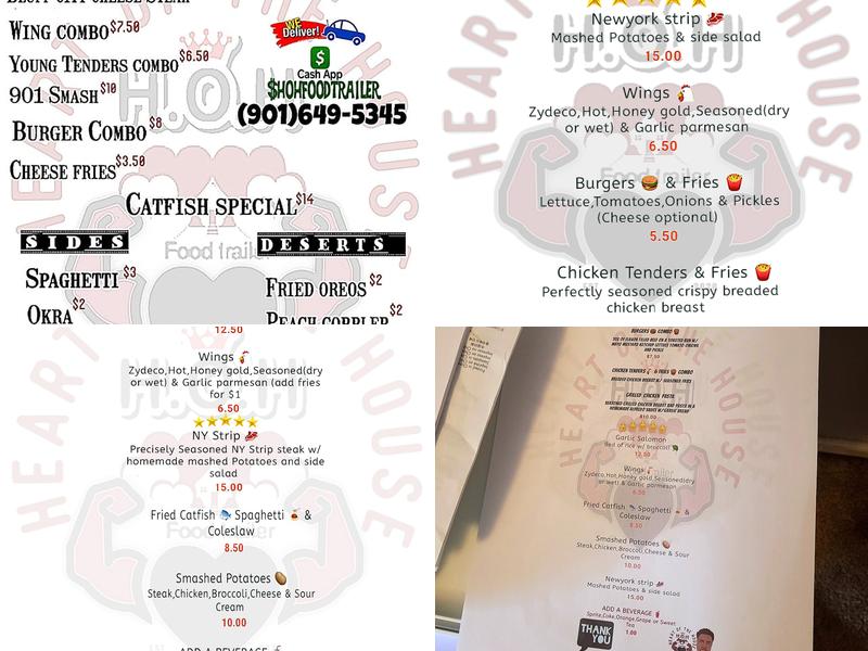 Heart of the house food trailer Menu