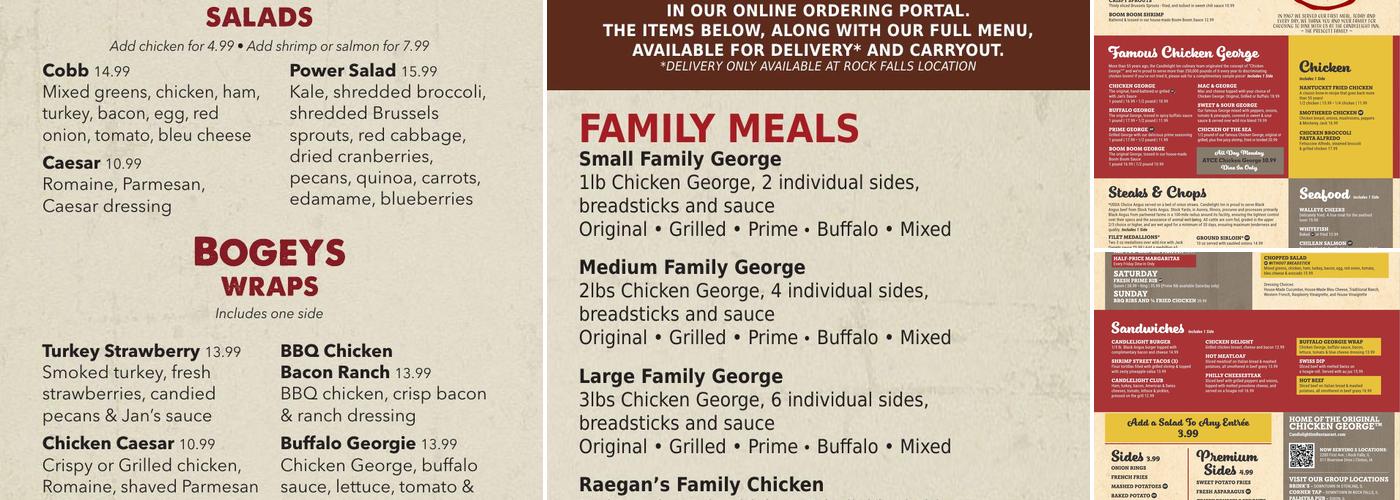 Candlelight at Lake Carroll Menu