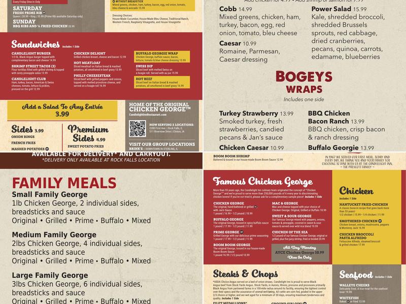 Candlelight at Lake Carroll Menu