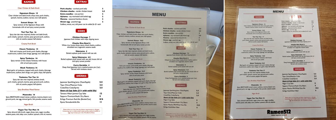 Ramen512 Menu